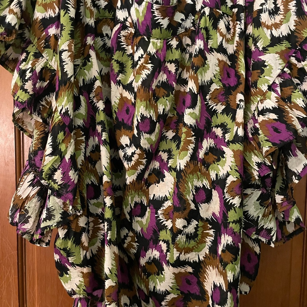 Plus Size woman’s 4X Pheasant Top 28-30W Multi Color Green Purple Shirt Walmart